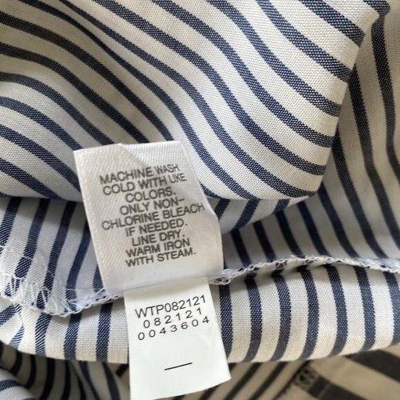 J Jill Stripe Button Front Peplum Tunic Top Blouse Oversized V-Neck Long Sleeve - Picture 10 of 13